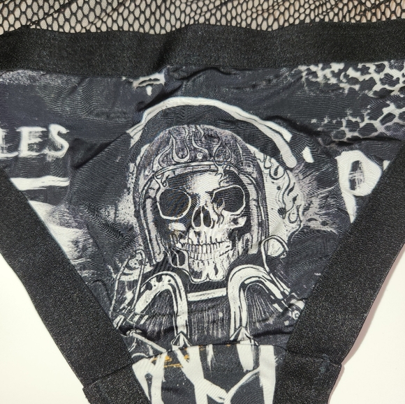 NWT Balmain X Victoria's Secret graffiti zipper panties size large with skull! - Picture 3 of 8
